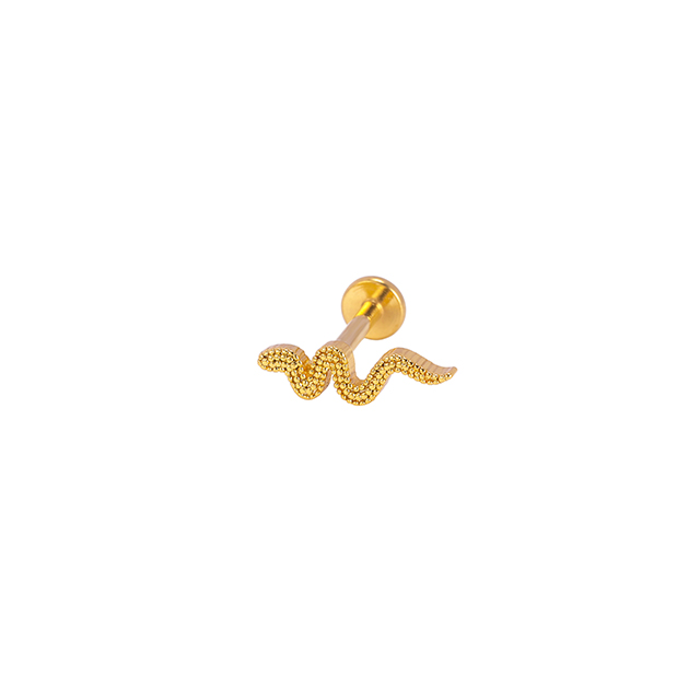 Stainless Steel Small Yellow Snake Exquisite Creative Ladies Lip Ring