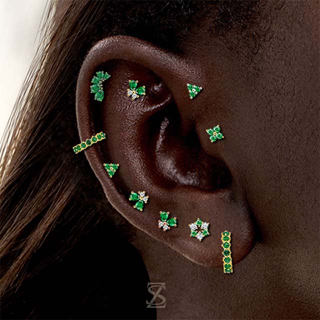 Double Lobe Piercing Jewelry Helix Tragus Earrings Custom Design