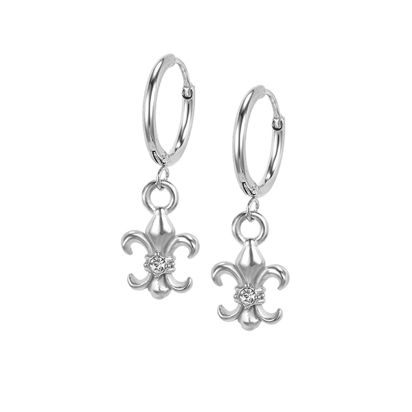 ER004 316 Stainless Steel Little Zircon Flower Pendant Earrings