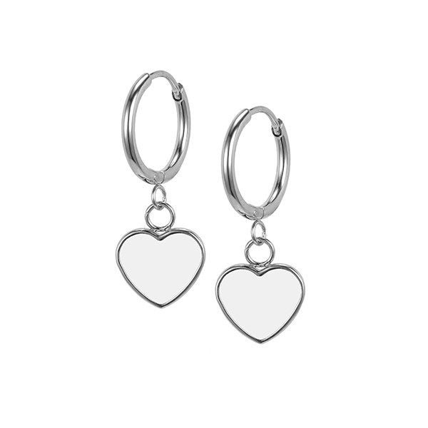 ER001 316 Stainless Steel Black Drop Oil Little Heart Pendant Earrings