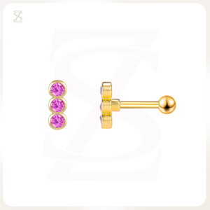 Pink Bubble Series Three Zircon Cartilage Earrings Jewelry Wholesale