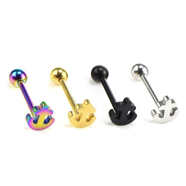 Sailor Style Gold Tongue Ring Middle Tongue Piercing Men Factory