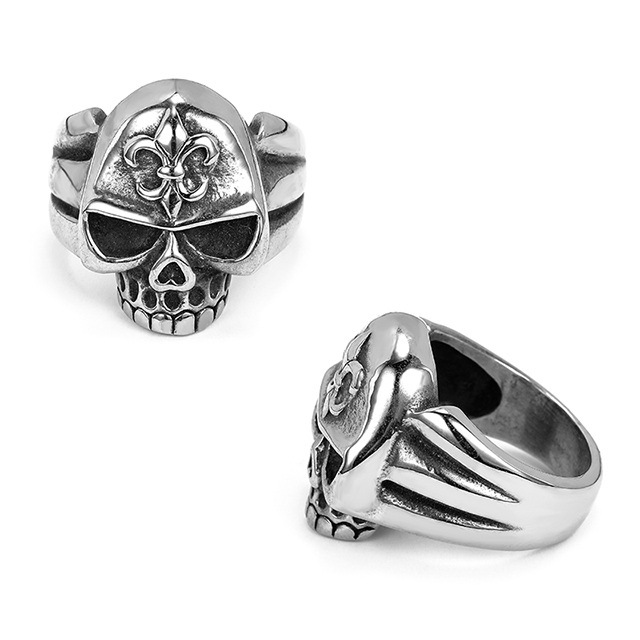 Stainless Steel Round Skull Handsome Men's Ring Factory Wholesale