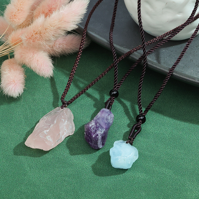 Druzy Stone Adjustable Rope Chain Necklace NXL034PK