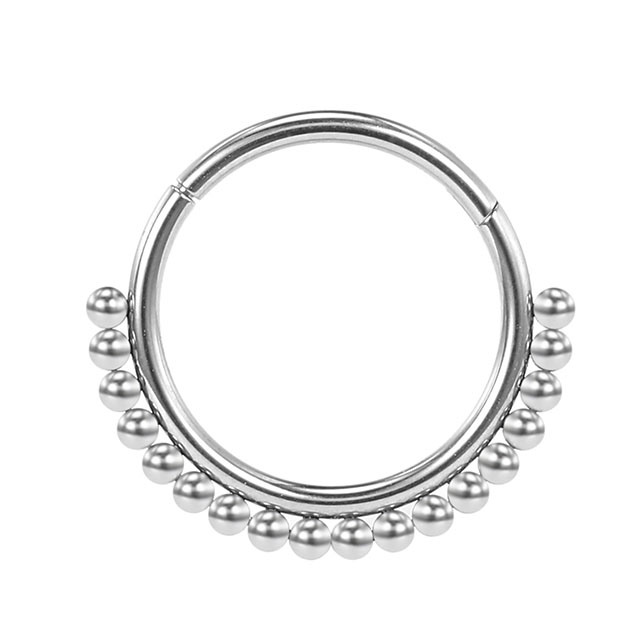 Stainless steel delicate ball inlaid natural nose ring