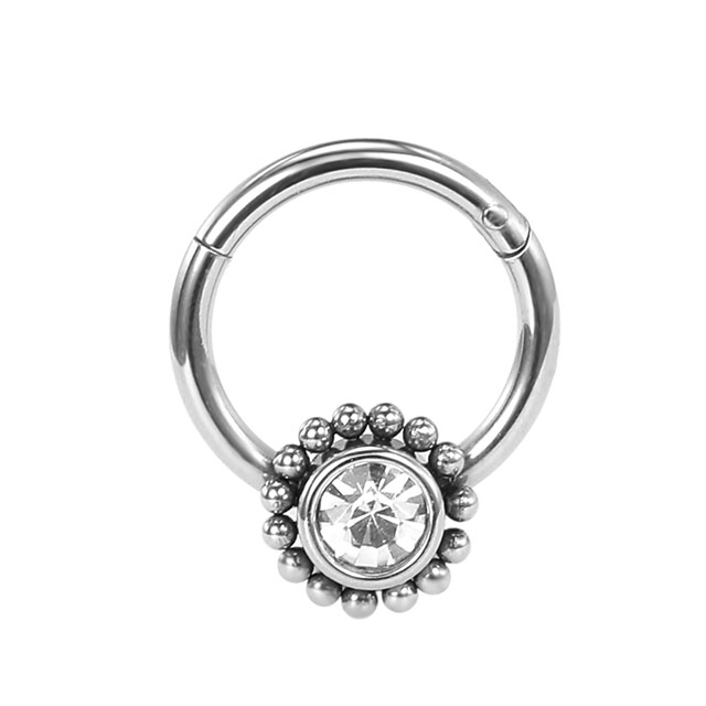 Stainless steel inlaid luxury lotus delicate nose ring
