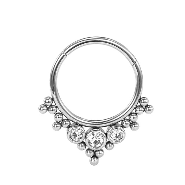 Stainless Steel Opalite Body Piercing Nose Ring