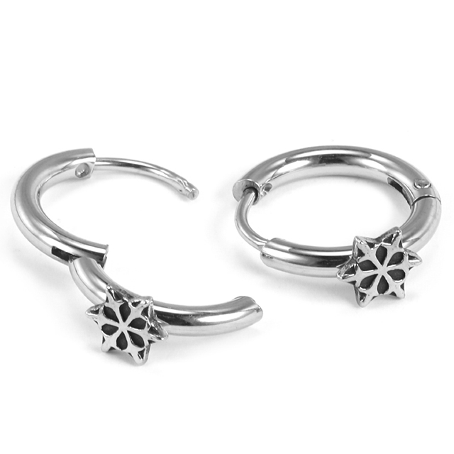 Stainless Steel Realistic Hexagon Snowflake Buckle Ring