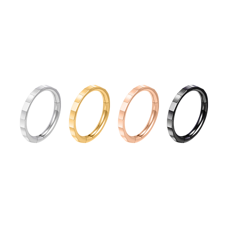 Stainless Steel Hinged Nose Cartilage Conch Hoop Ring NBH013BKWH-ST8