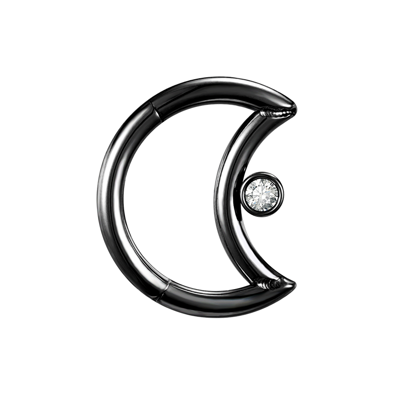 Stainless Steel Moom Shape Hoop Nose Ring For Women NBH008BKWH-ST8
